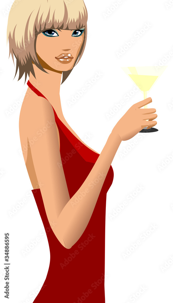 side view of woman holding glass