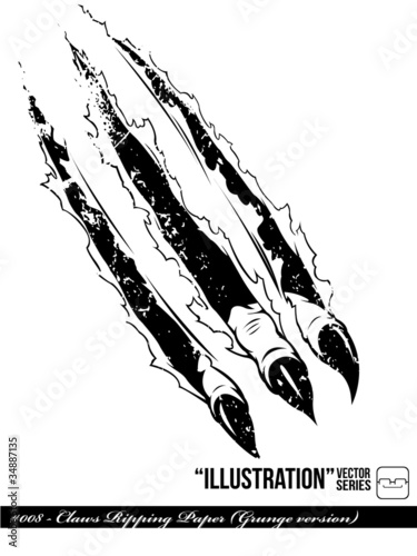 Illustration #008 - Claws Ripping Paper (Grunge version)