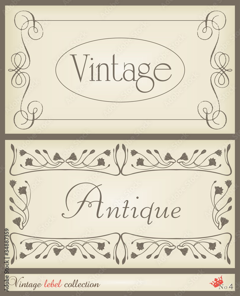 Vintage brown label vector background set