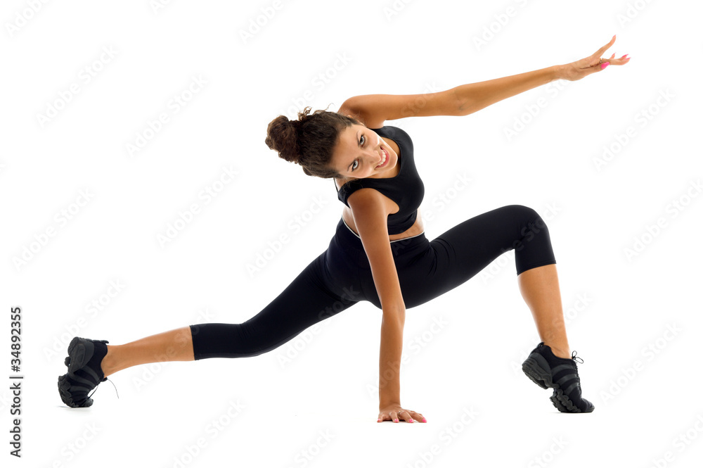 beautiful woman is making exercises beautiful woman is making exercises