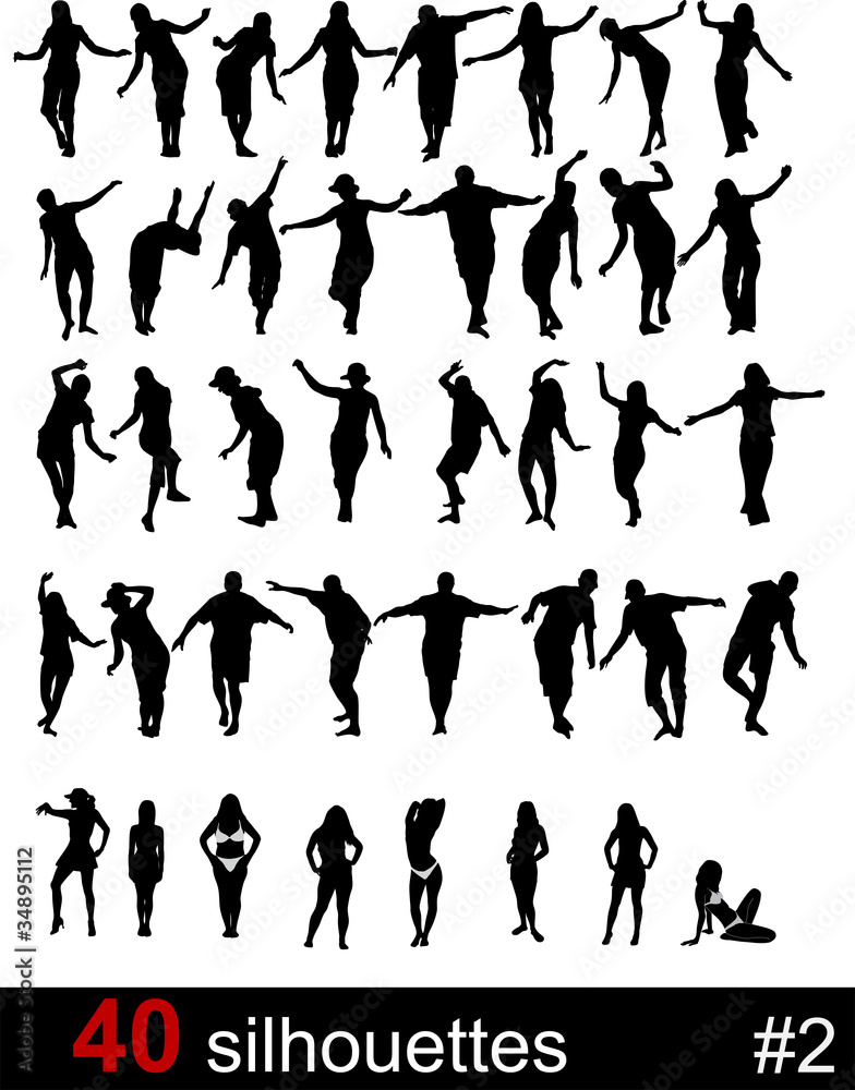 Silhouettes of active people Silhouettes of active people