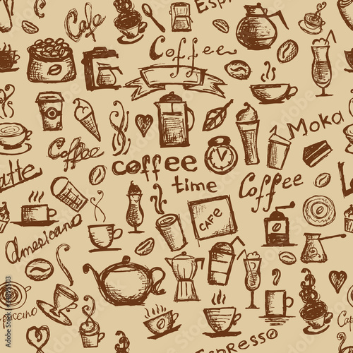 Coffee time, seamless background for your design #34895503
