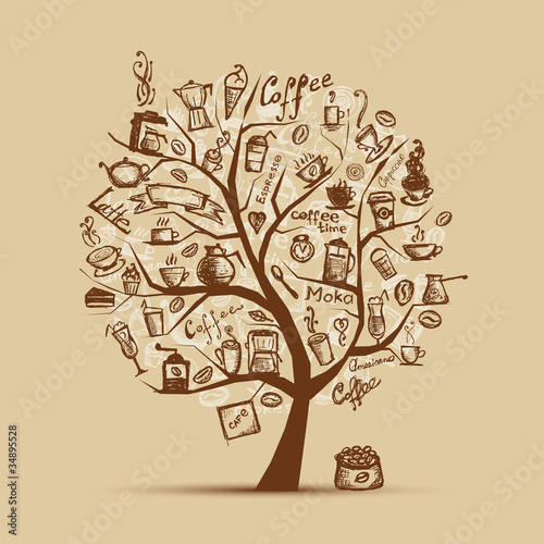 Cofee time. Art tree for your design