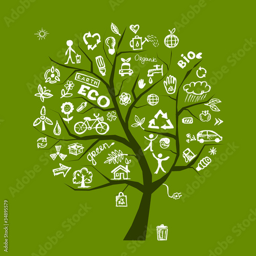Green ecology tree concept for your design