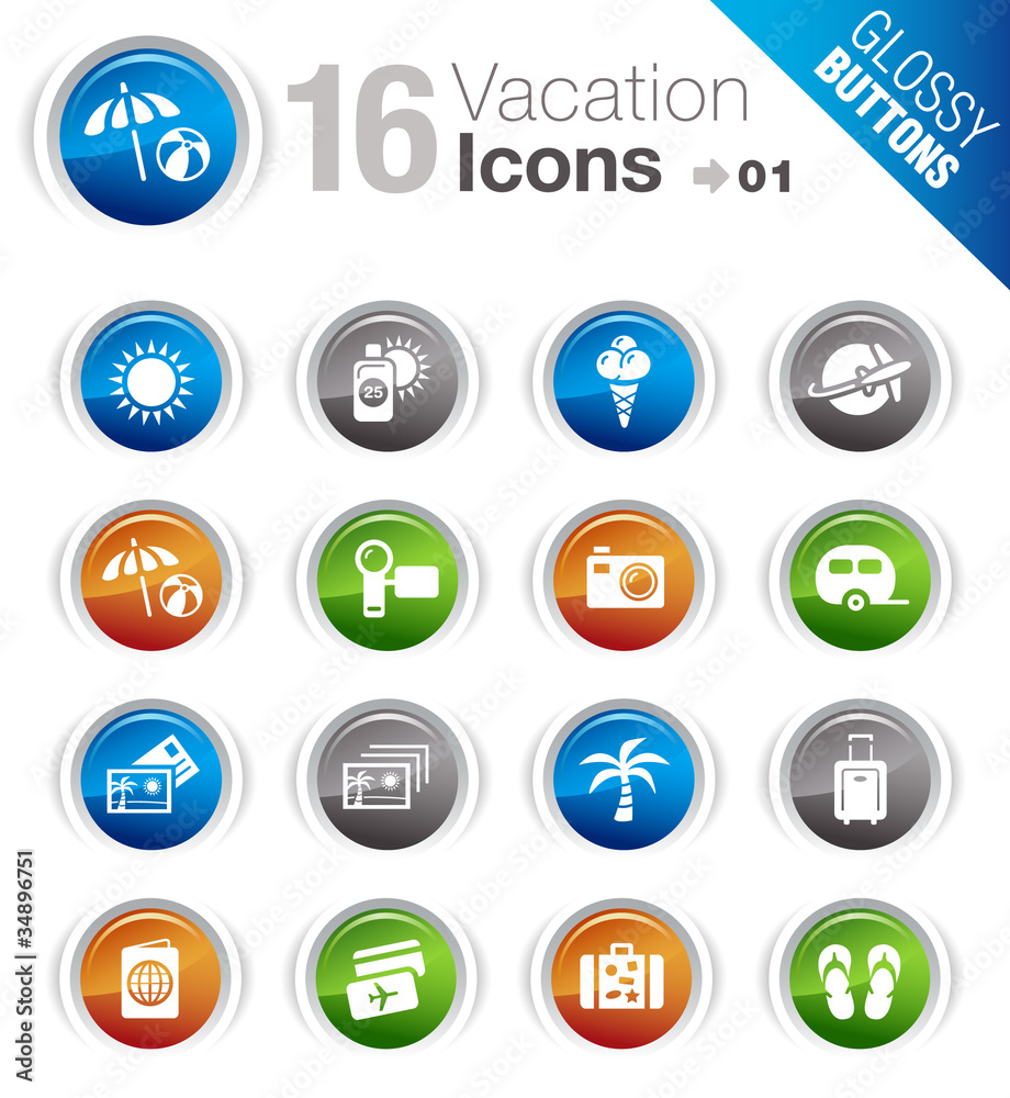 Glossy Buttons - Vacation icons Glossy Buttons - Vacation icons