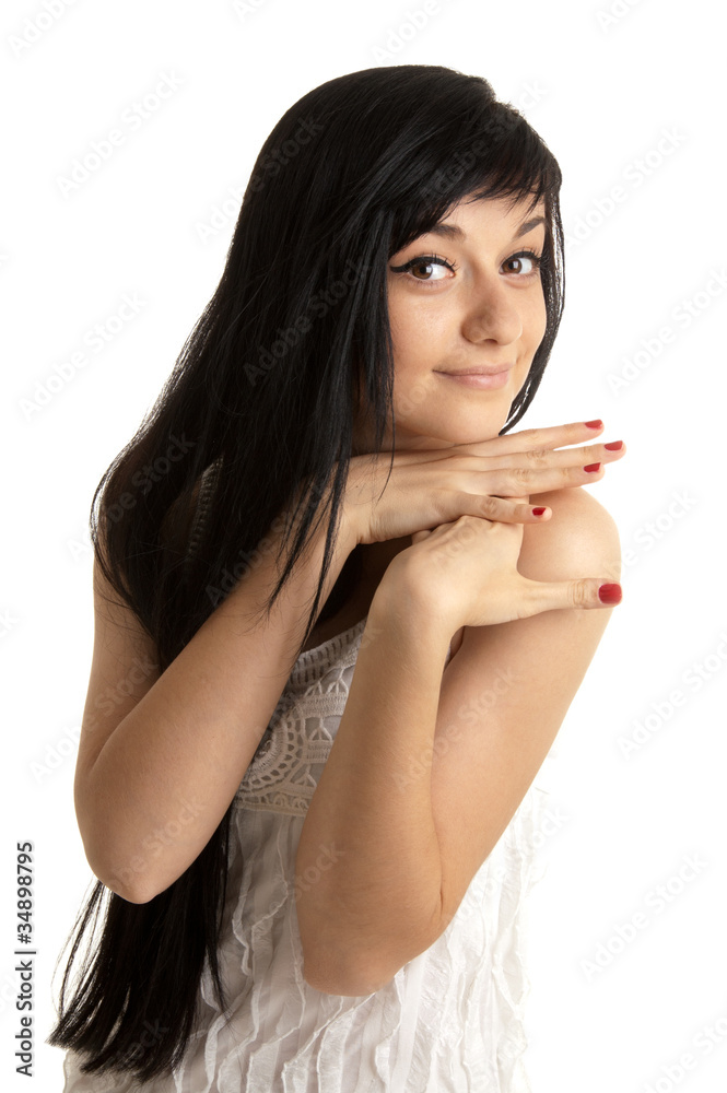Naklejka premium Beautiful brunette girl