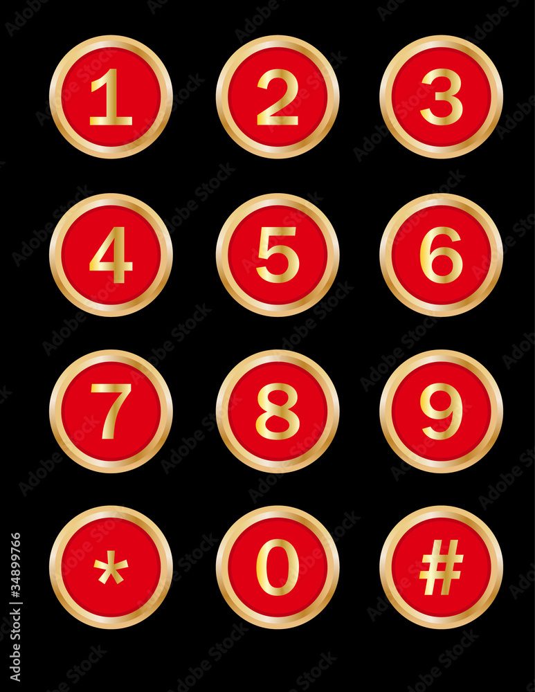 buttons with number - vector buttons with number - vector