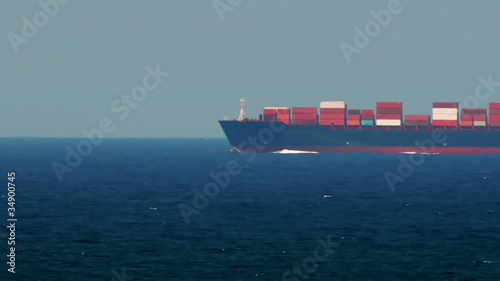 Container Ship Passing By. Speed Up.