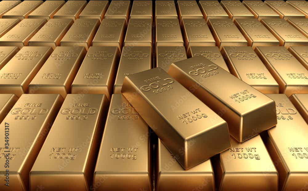 Stacked gold bars. High quality 3d render. Stacked gold bars. High quality 3d render.