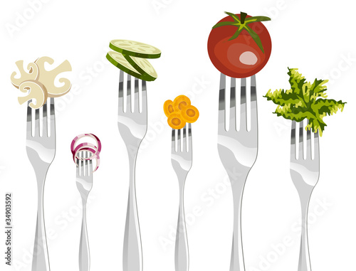 Forks and vegetables sequence.