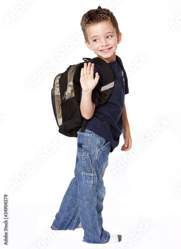 Young boy with backpack