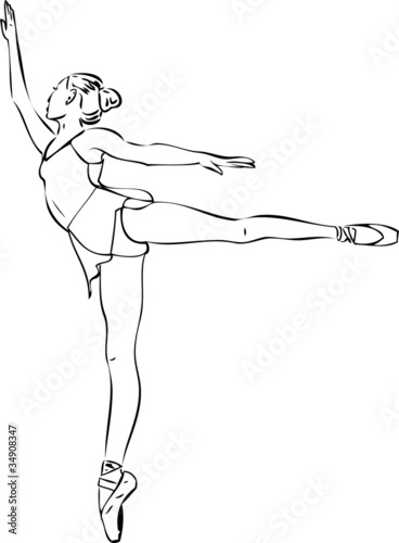Sketch of the ballerina in arabesque position in the   pointe