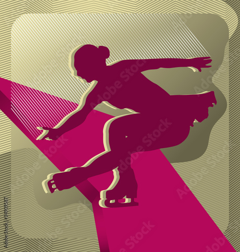 Modern abstract sport vector background design. Figure Skating.