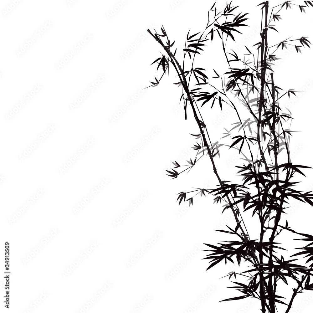 Obraz premium Abstrakcjonistyczny kwiecisty tło z bambusem.
