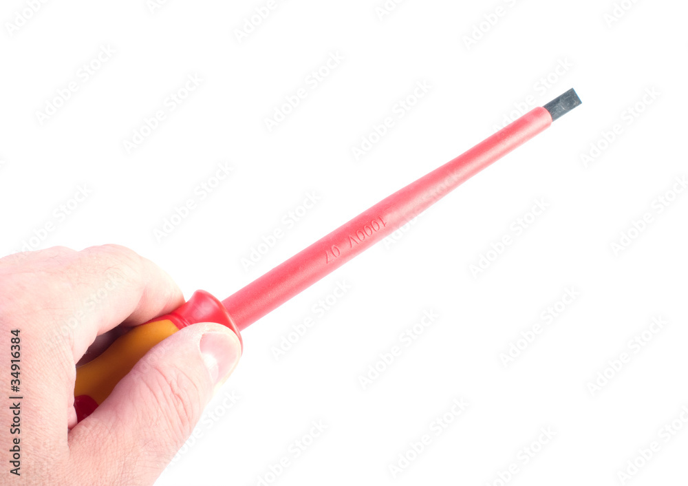 Hand with a set of screwdrivers Hand with a set of screwdrivers