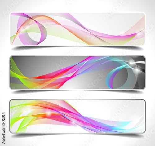 Three abstract vector banner background