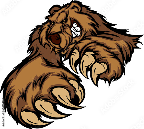 Grizzly Bear Mascot Body with Paws and Claws