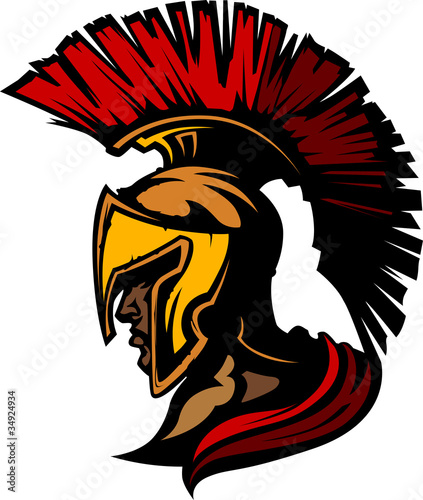 Roman Centurion Mascot Head with Helmet Vector Graphic