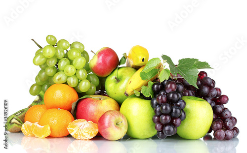 Ripe juicy fruits isolated on white