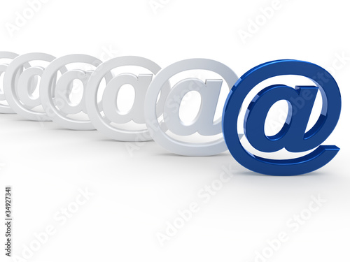 3d blue white email sign