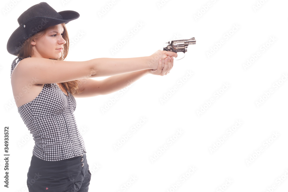 portrait of a beautiful girl with a gun portrait of a beautiful girl with a gun