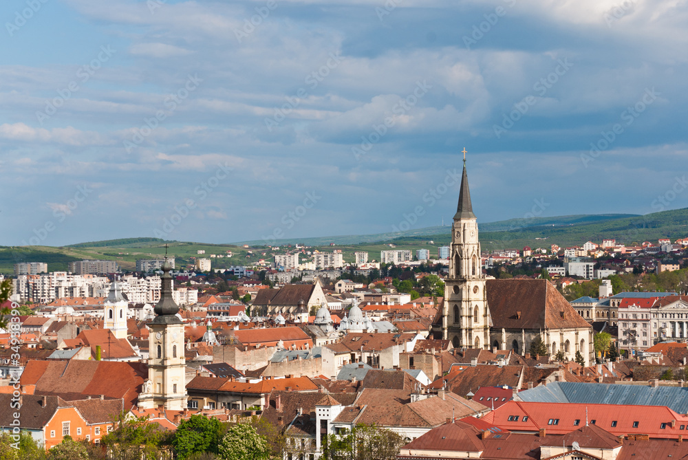 Aeral view over Cluj-Napoca, Romania