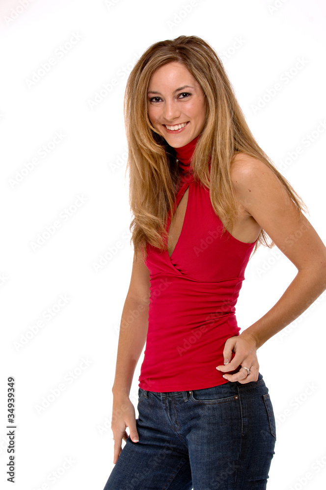 Smiling blond beauty isolated on white Smiling blond beauty isolated on white
