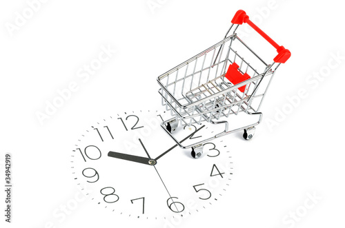 Shopping cart and clock face