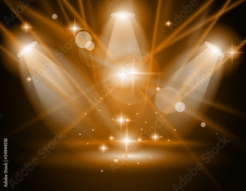 Magic Spotlights with GOLD rays and glowing effect