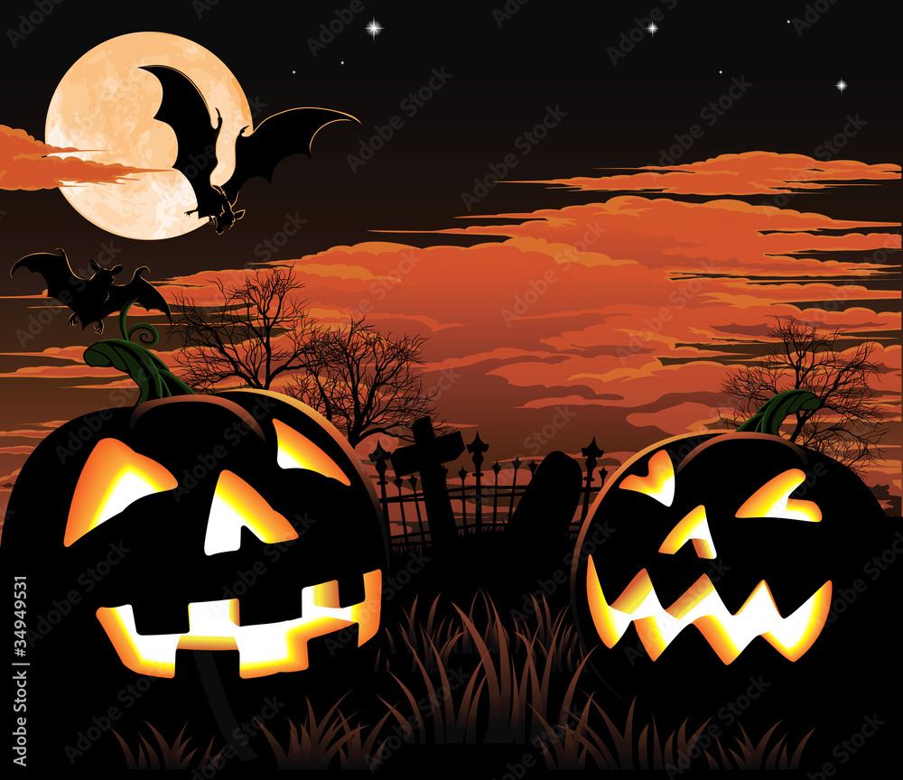 Fototapeta premium Halloween graveyard background