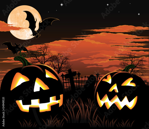 Halloween graveyard background