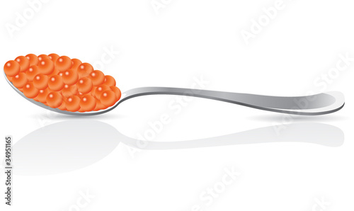 red caviar in spoon