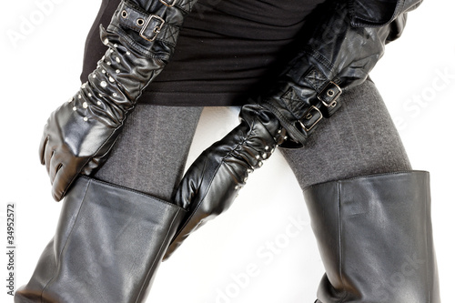detail of woman wearing fashionable black clothes © Richard Semik