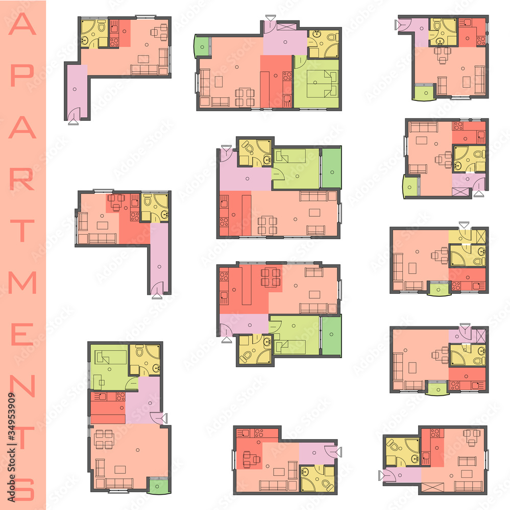 Residential Forms the floor plans. vector