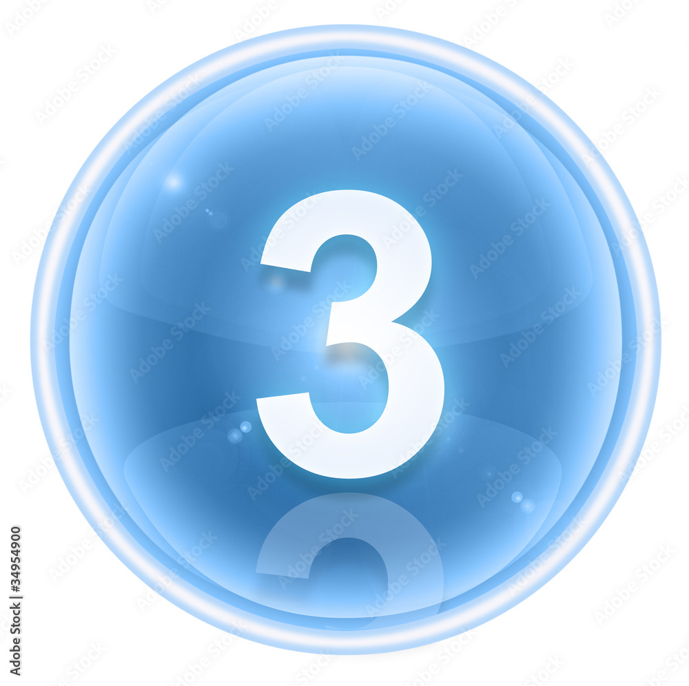 Number three icon ice, isolated on white background Number three icon ice, isolated on white background
