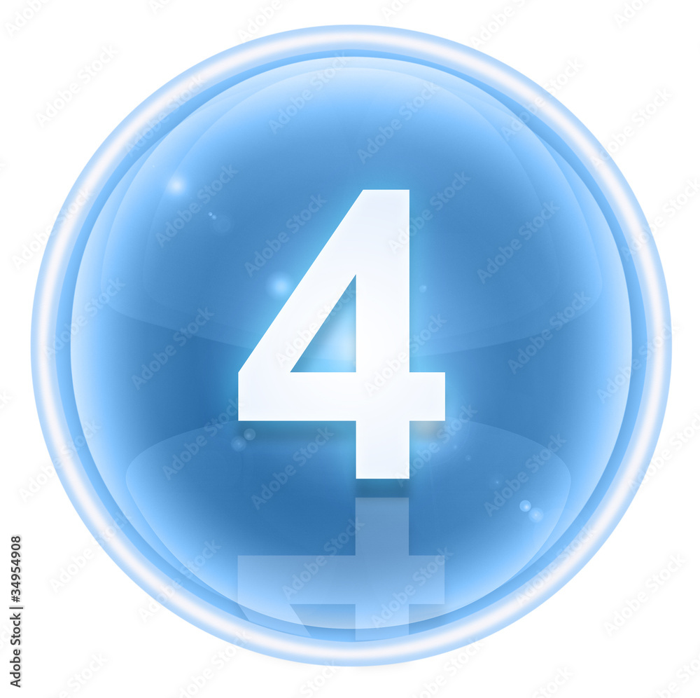 Obraz premium Number four icon ice, isolated on white background