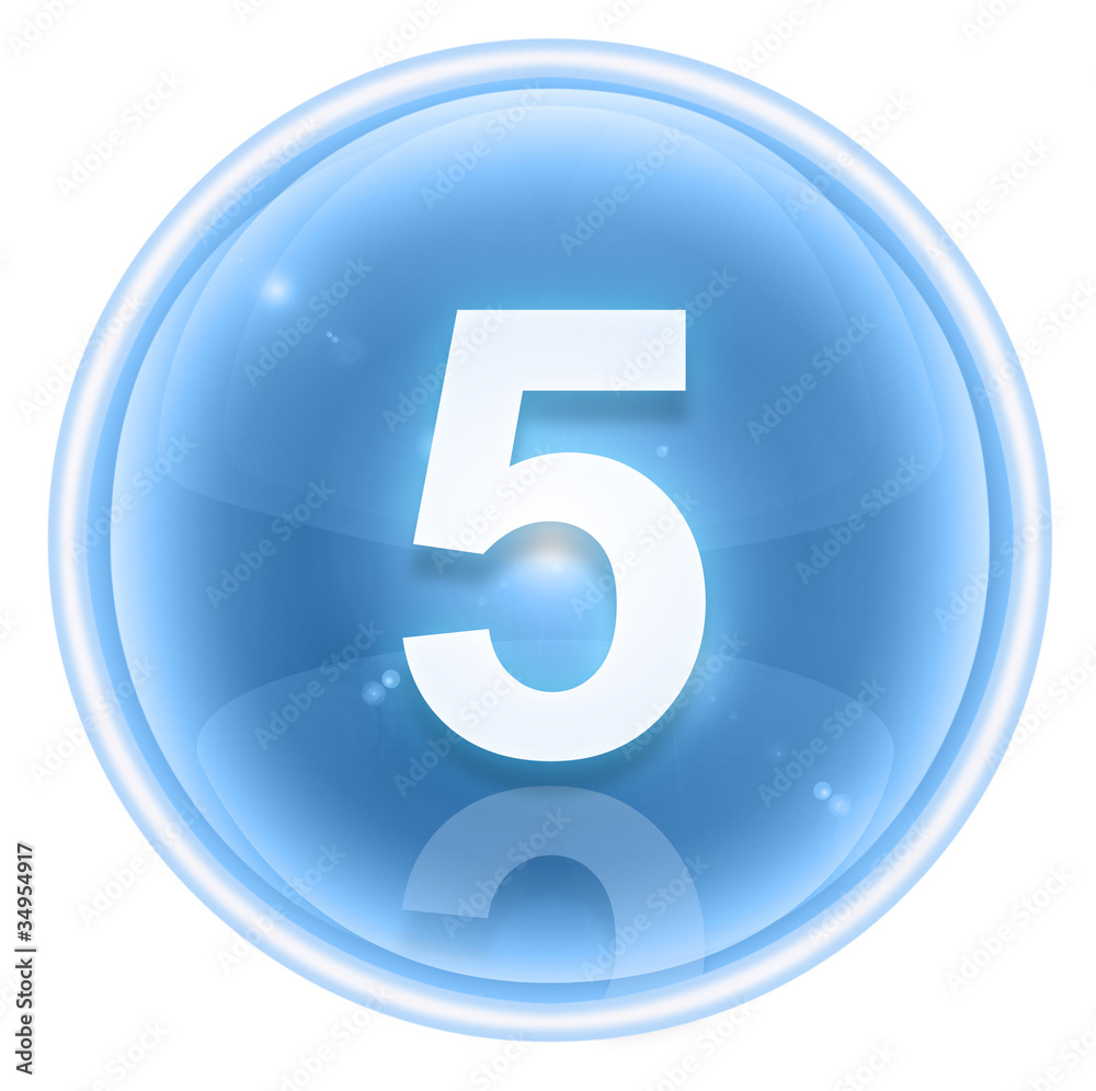 Number five icon ice, isolated on white background Number five icon ice, isolated on white background