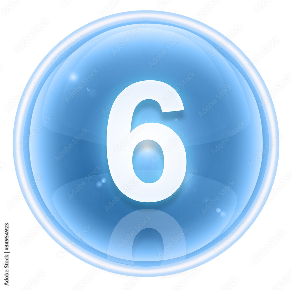 Number six icon ice, isolated on white background Number six icon ice, isolated on white background
