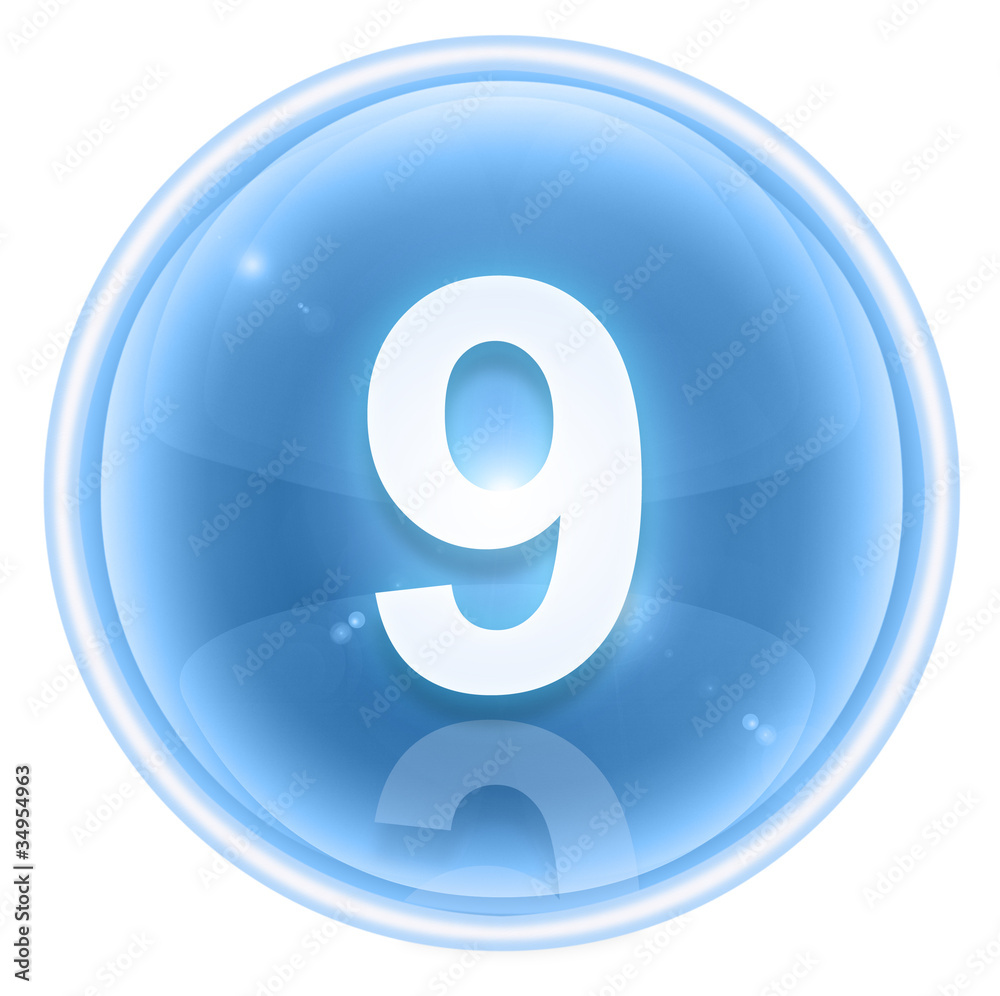 Number nine icon ice, isolated on white background Number nine icon ice, isolated on white background