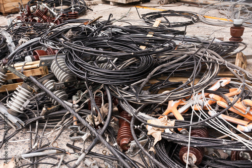 Pile of used electric cable