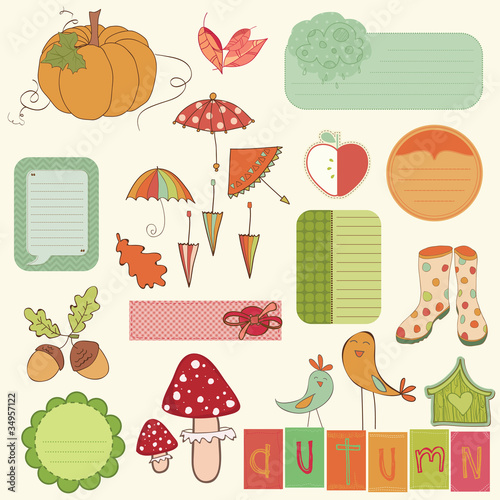 Autumn Cute Elements Set - for scrapbook, design, invitation, gr