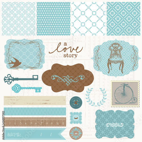 Scrapbook design elements - Vintage Love Set