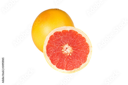 Fresh grapefruits on white background