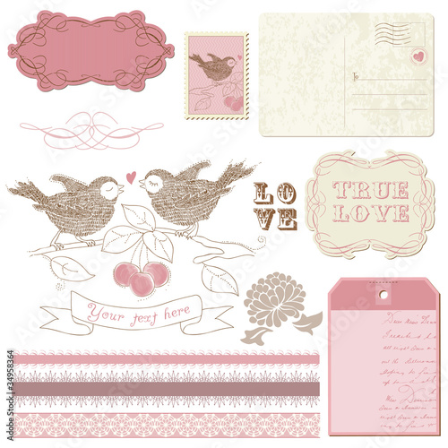 Scrapbook design elements - Birds in love