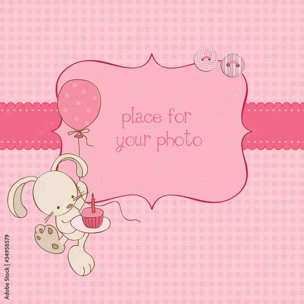 Baby Greeting Card with Photo Frame and place for your text in v Baby Greeting Card with Photo Frame and place for your text in v