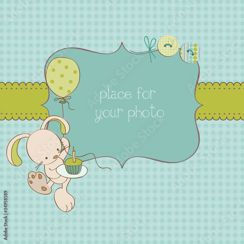 Baby Greeting Card with Photo Frame and place for your text in v