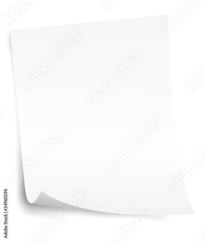 white blank paper sheet with curl corner vector
