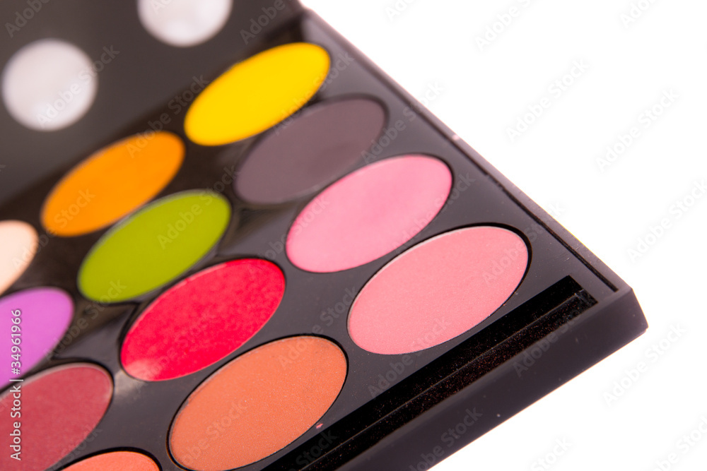 Eye shadows palette, isolated on white background Eye shadows palette, isolated on white background