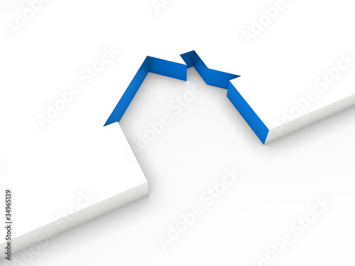 3d house line blue
