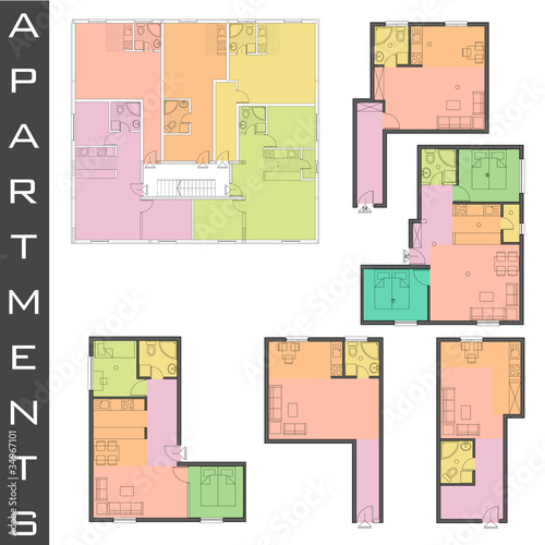 Residential Forms the floor plans. vector
